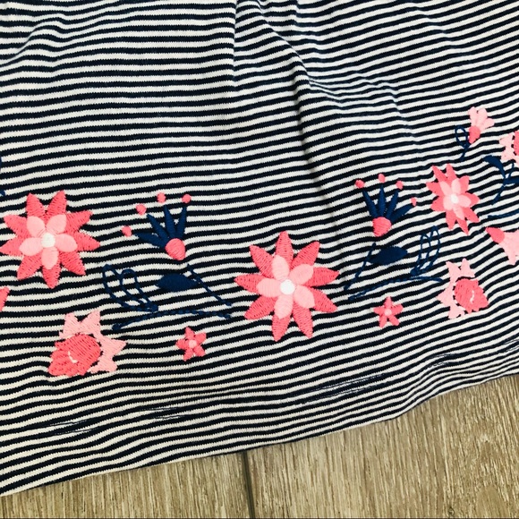 CARTERS SHORT SLEEVE DRESS FLORAL BLUE WHITE STRIPES 18MO NWT - Picture 2 of 7